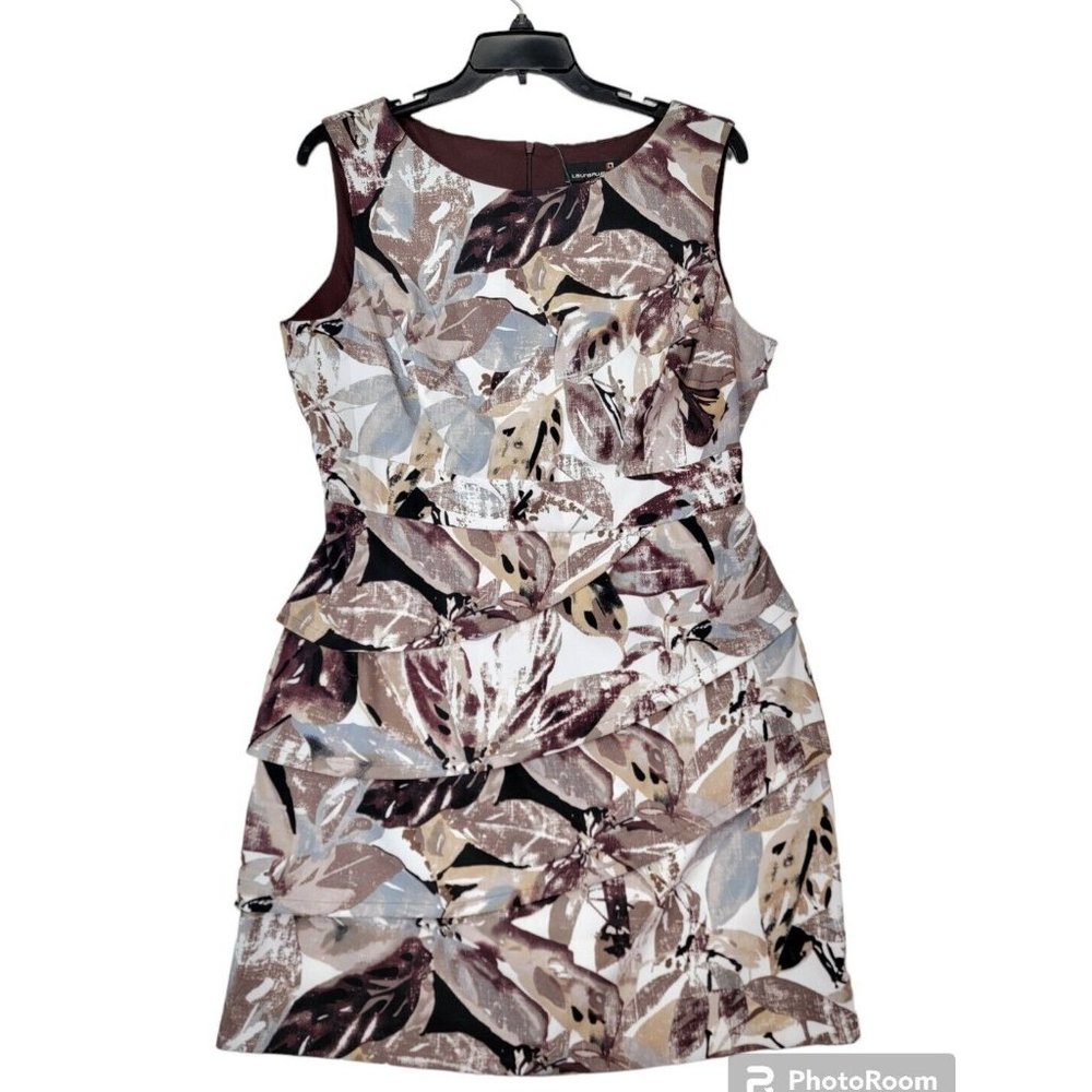Laura Woman Multicolored Floral Sleeveless Sheath Dress Career Formal Size 18